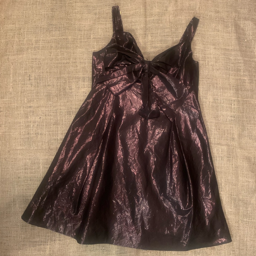 LaROK Bronze Metallic brown mini dress size: XS